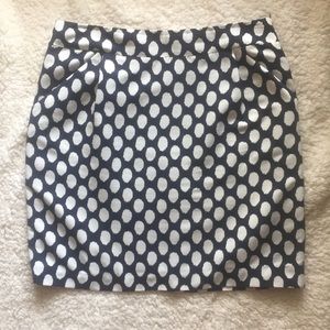 Ann Taylor Loft Polka dot Navy Skirt